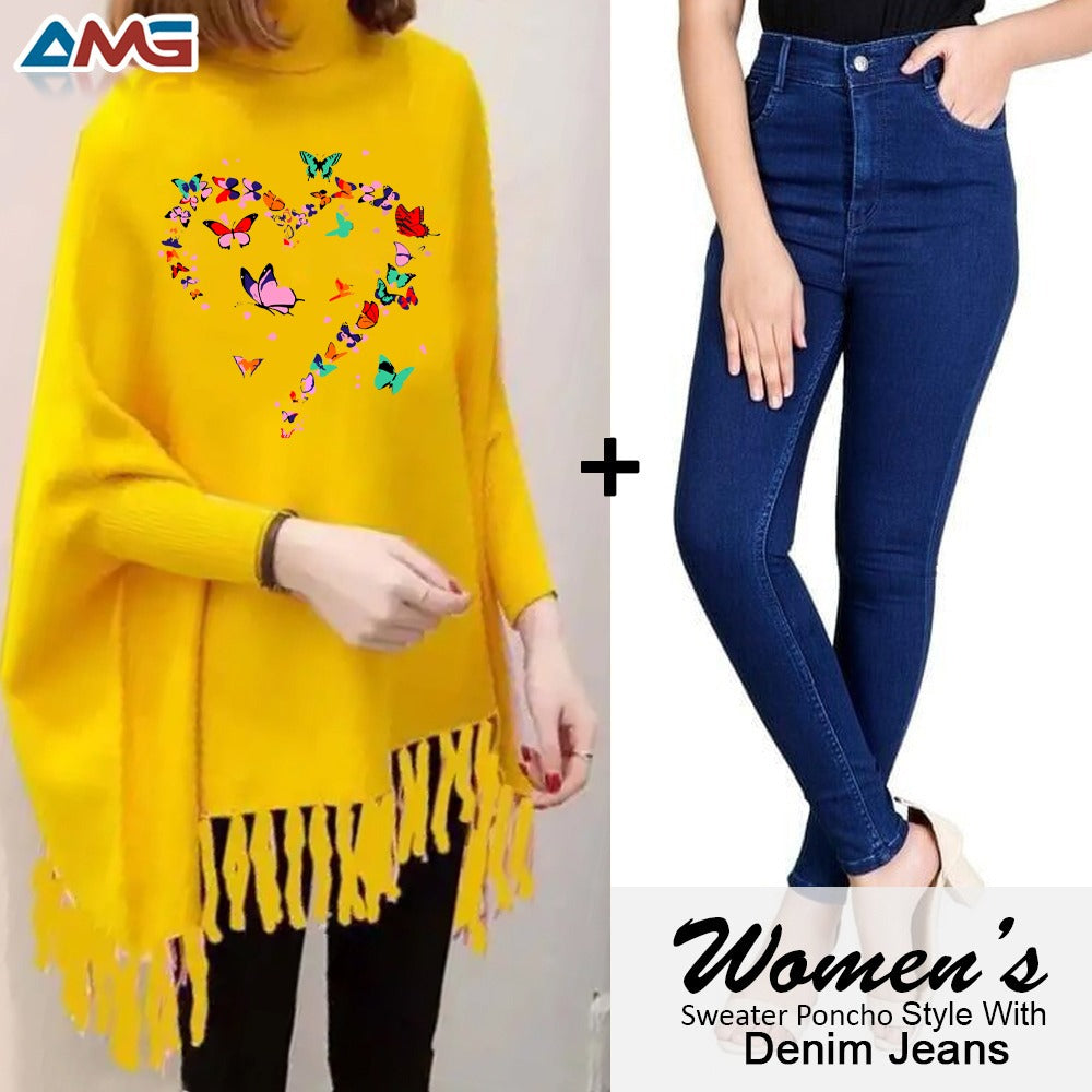 Pack of 2 Printed poncho for women