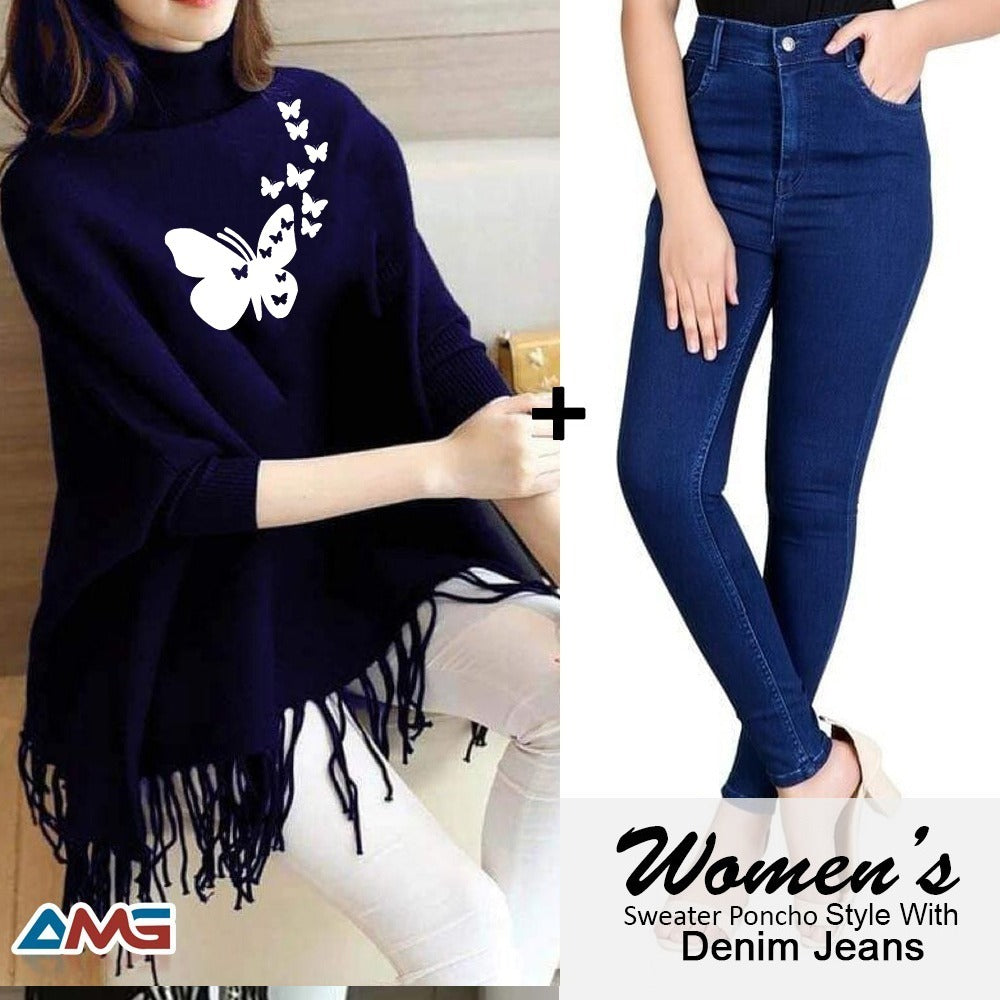 Pack of 2 Printed poncho for women