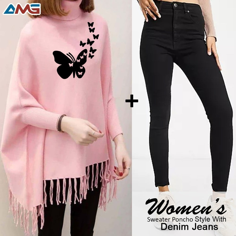 Pack of 2 Printed poncho for women