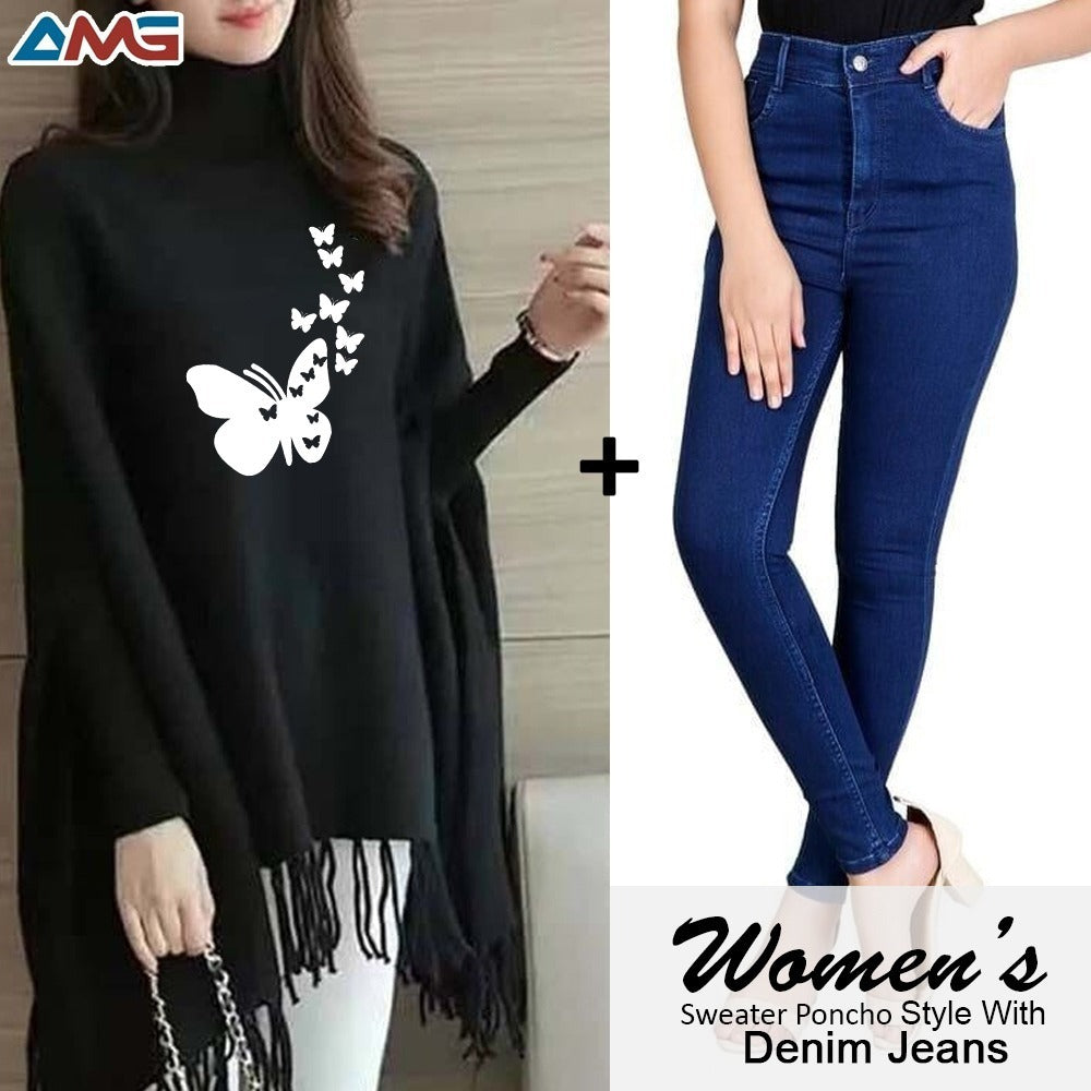 Pack of 2 Printed poncho for women