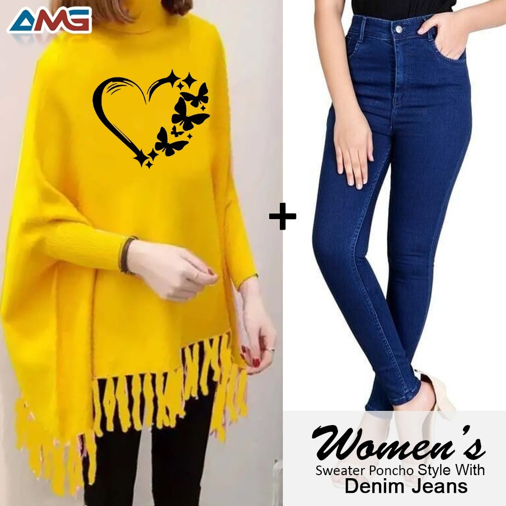 Pack of 2 Printed poncho for women