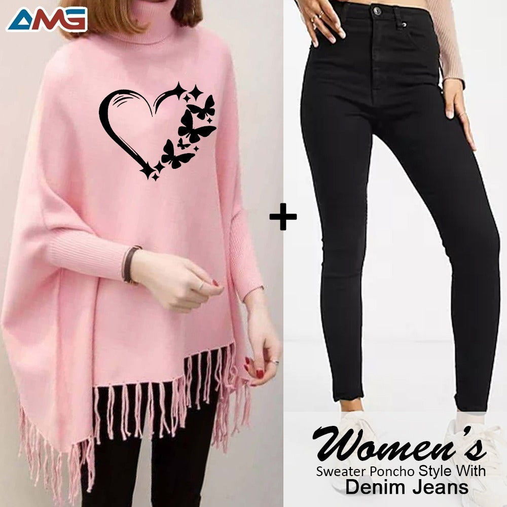 Pack of 2 Printed poncho for women