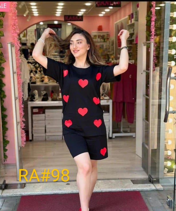 2 Piece Heart Shaped Short Night Suits