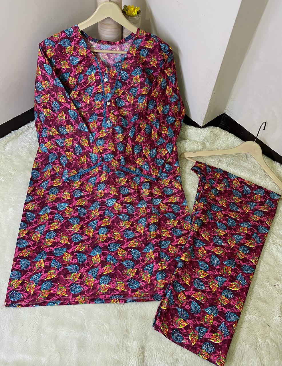 Printed 2pc Shirt and Trouser Printed with Lace Work Good Stitching 💯