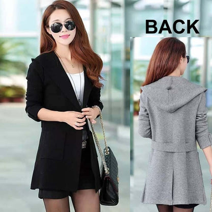 BTS Women's Hooded Style Double Pocket Korean Casual Winter Long Coat