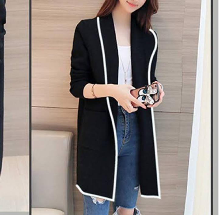 Women lapel casual long & fleece coat