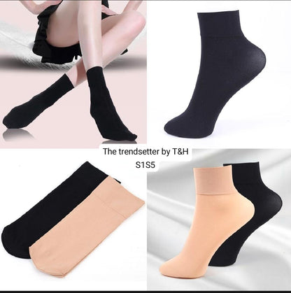 ANKLE SOCKs PACK OF 2 1 SKIN PAIR 1 BLACK PAIR