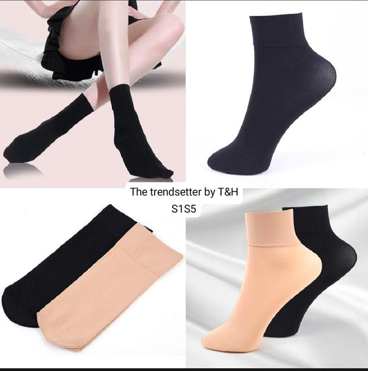 ANKLE SOCKs PACK OF 2 1 SKIN PAIR 1 BLACK PAIR