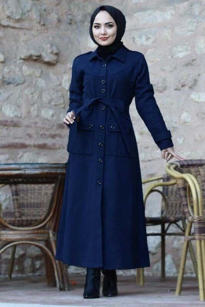 Women's Long Pocket Style Turkish Trench Coat