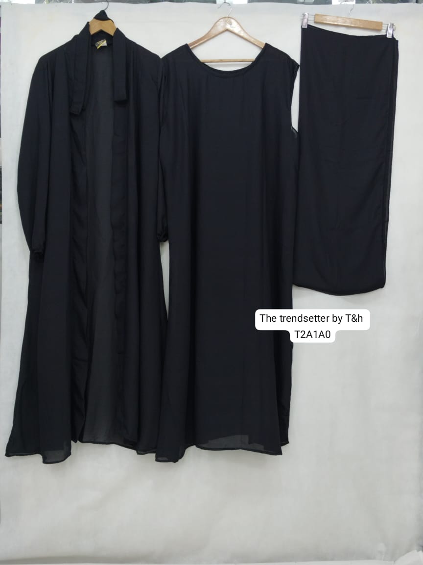 4 PEICE INNER GOWN ABAYA SCARF BELT