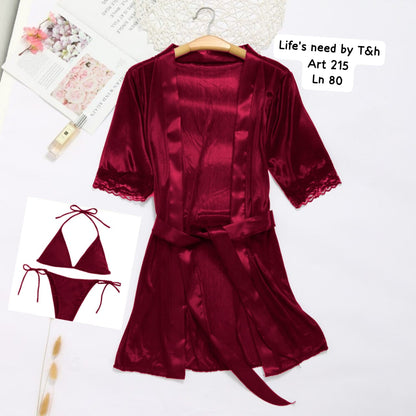 3 piece Silk Nighty Set