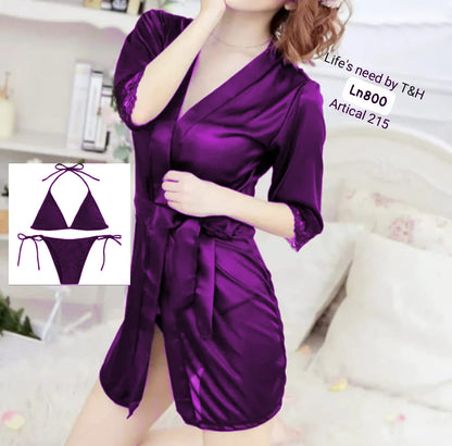 3 piece Silk Nighty Set