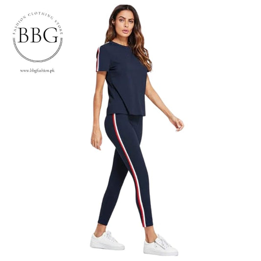 Side strip summer Tracksuit for women