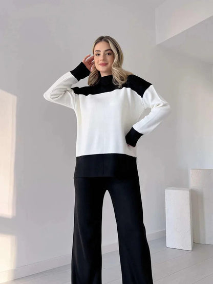 Drop Shoulder Panel Fleece Top With Fleece Trouser 2Pcs