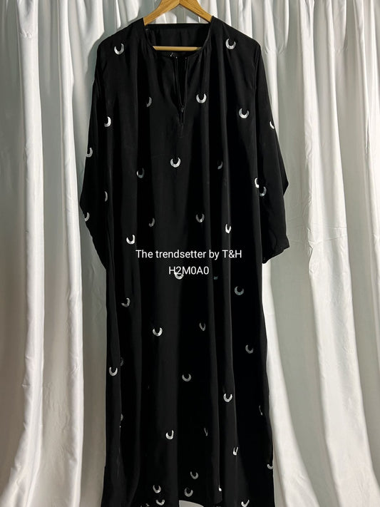 Artical Half Moon Embroidered Abaya