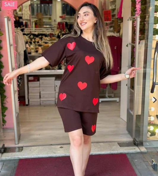 2 Piece Heart Shaped Short Night Suits