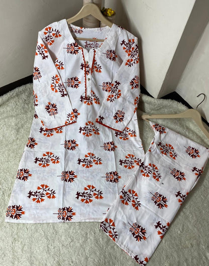 Printed 2pc Shirt and Trouser Printed with Lace Work Good Stitching 💯