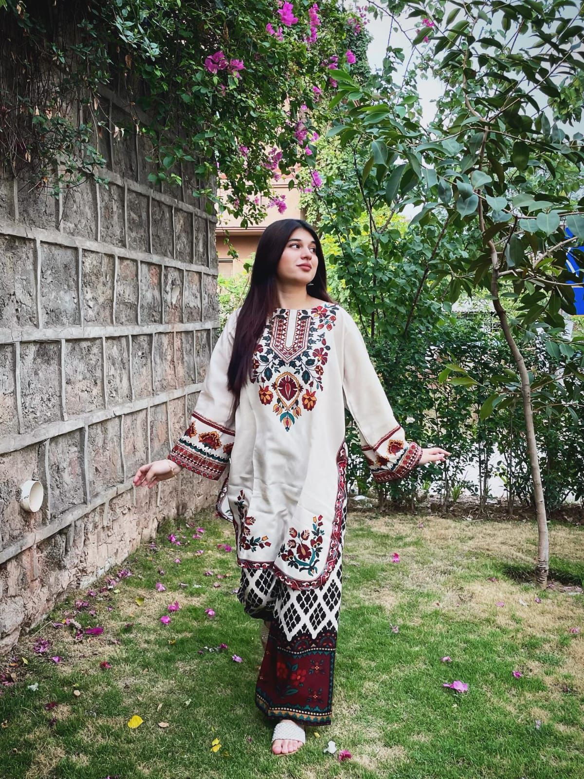 2Pc Suit Beautiful Digital Print Shirt With Digital Print Bell Bottom