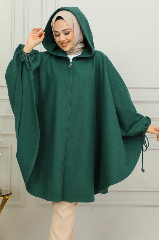 Open Shawl Hooded Style Lace Work 1-Pcs Winter Co-Ord Set.