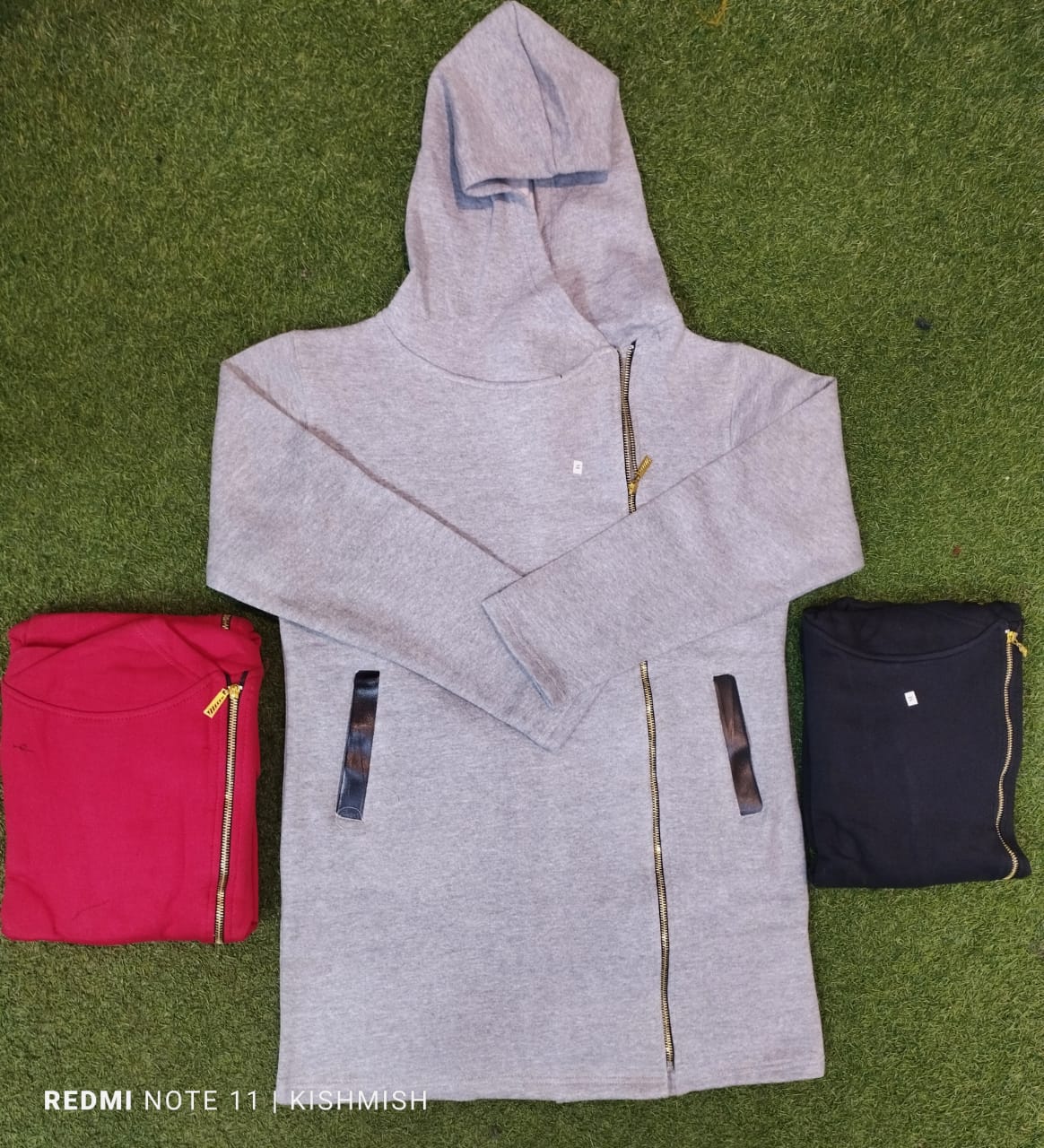 Women Long Leather Patch Side Zipper Jacket For Her.