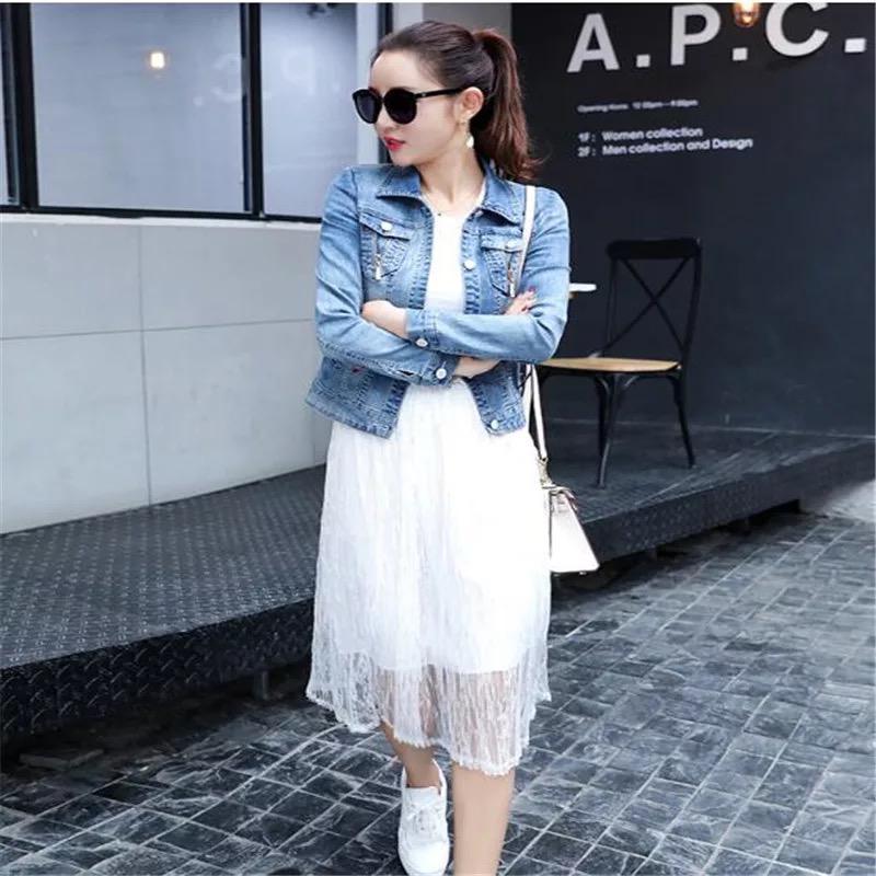 denim back print jacket
