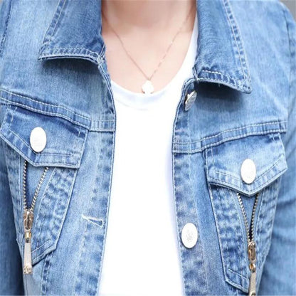 denim back print jacket