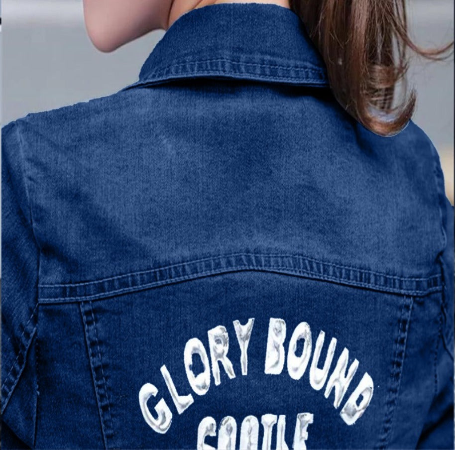 denim back print jacket