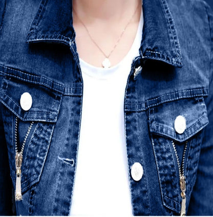 denim back print jacket
