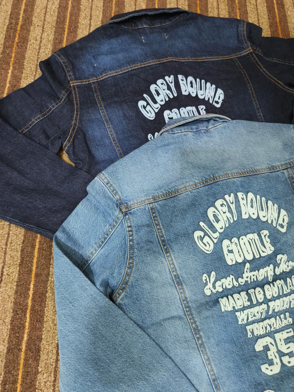 denim back print jacket