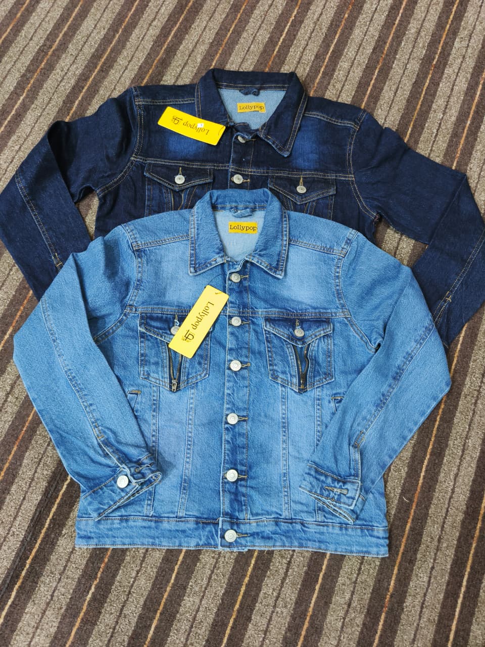 denim back print jacket