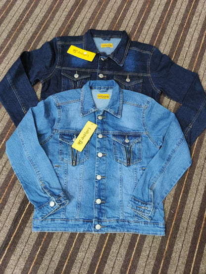 denim back print jacket
