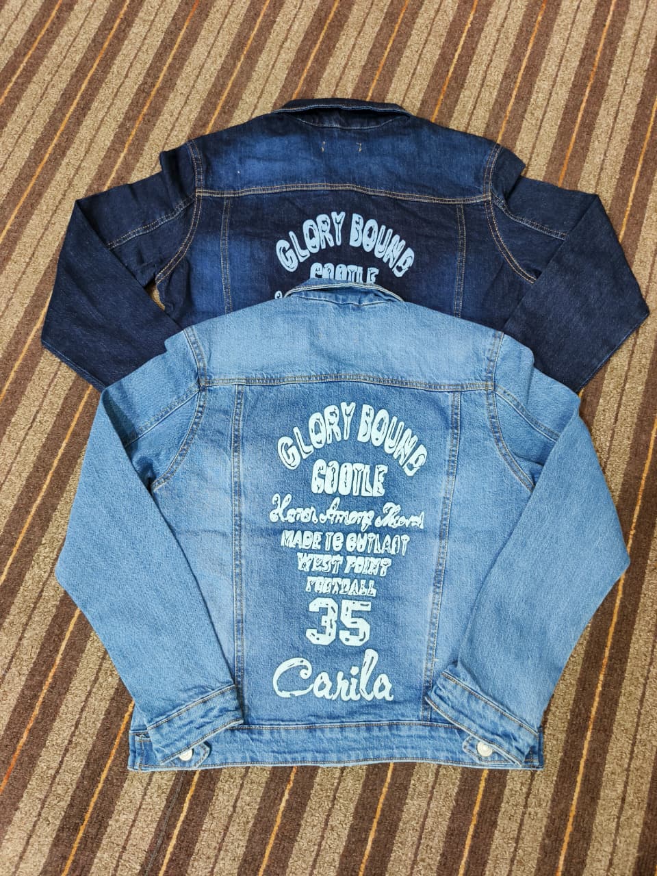 denim back print jacket