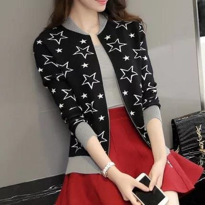 Women's Star Printed Zipper Jacket.