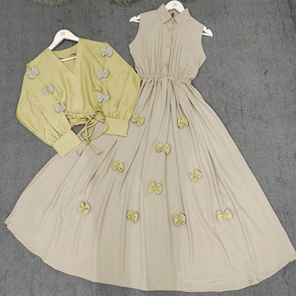 Short Jacket Long Maxi Style 2-Pcs Suit