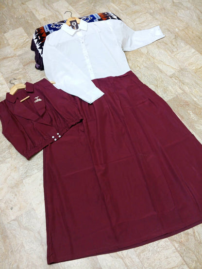 Double Coat Style Channel Jacket with Collar Maxi 2pcs