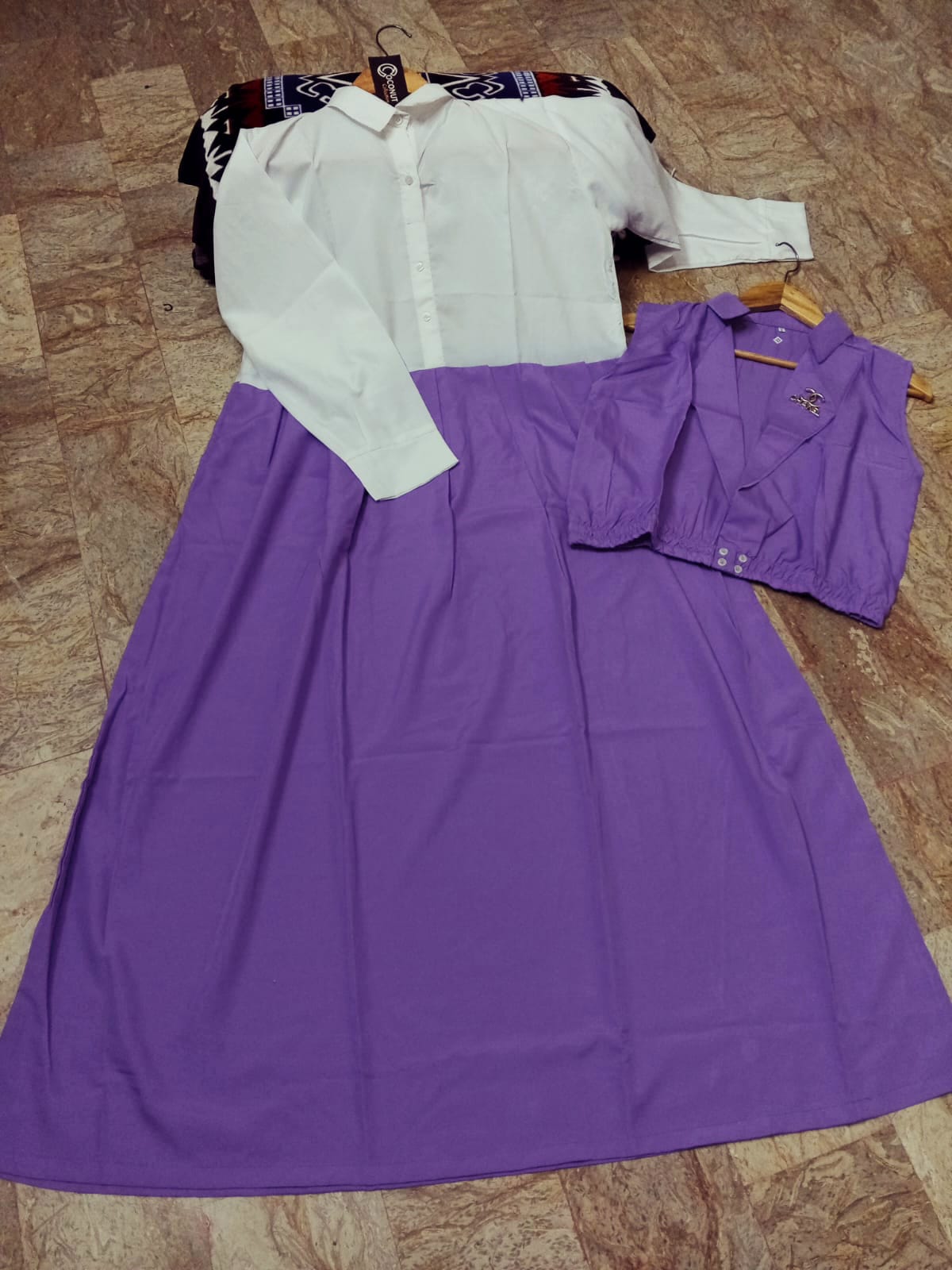 Double Coat Style Channel Jacket with Collar Maxi 2pcs