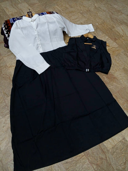 Double Coat Style Channel Jacket with Collar Maxi 2pcs