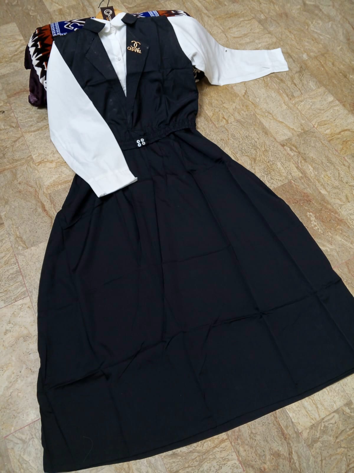 Double Coat Style Channel Jacket with Collar Maxi 2pcs