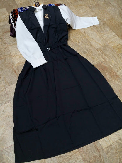 Double Coat Style Channel Jacket with Collar Maxi 2pcs