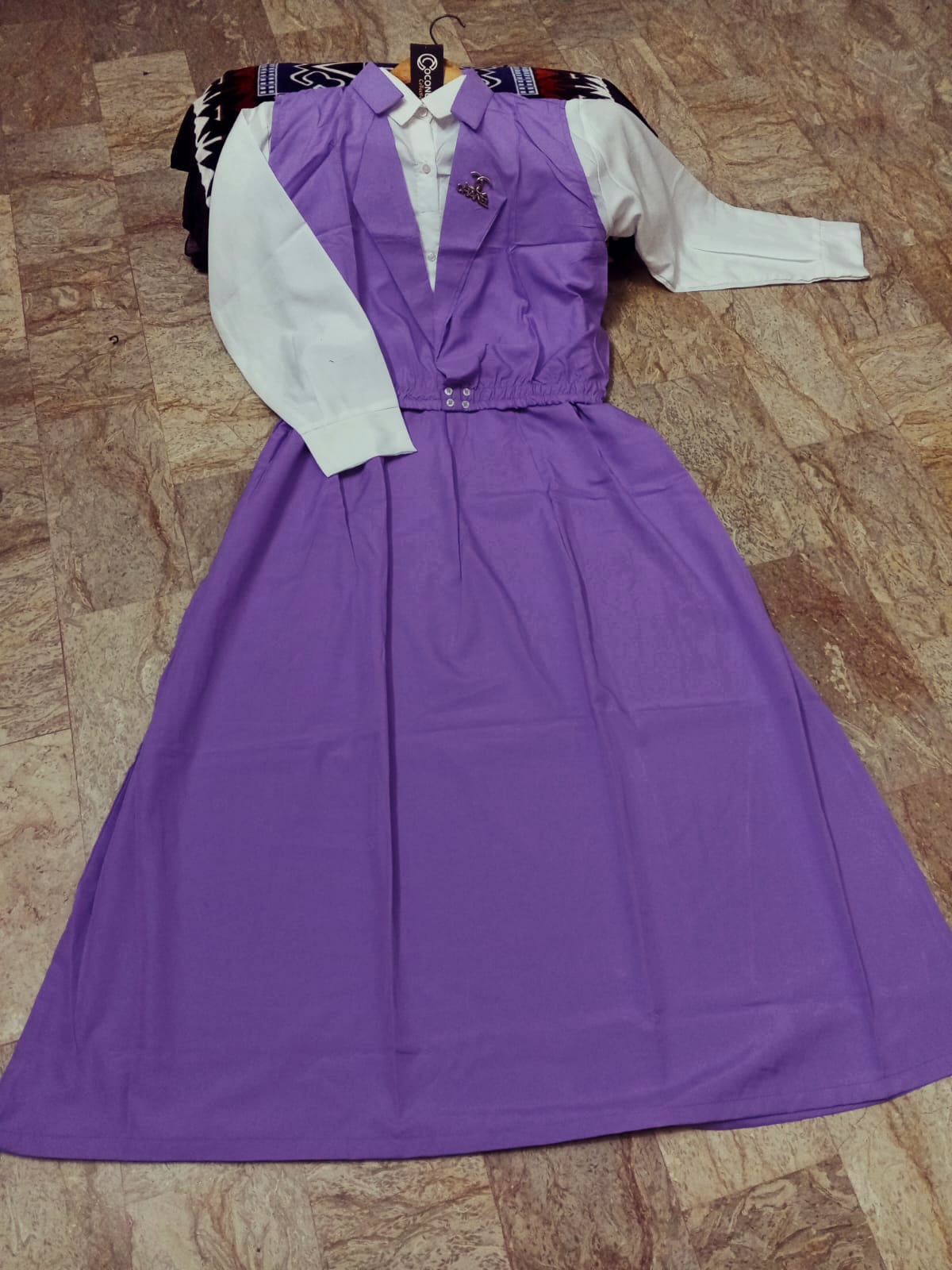Double Coat Style Channel Jacket with Collar Maxi 2pcs
