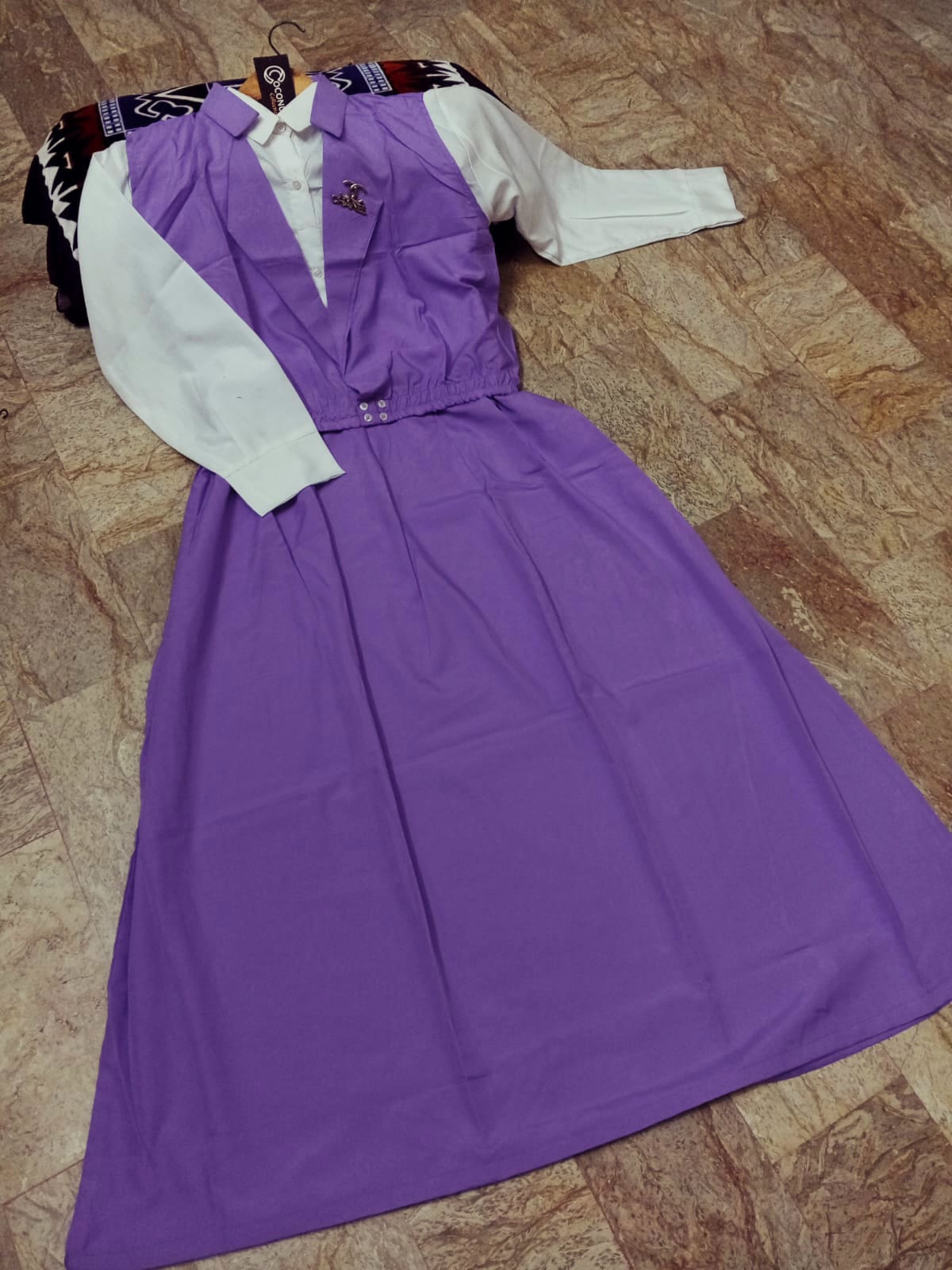 Double Coat Style Channel Jacket with Collar Maxi 2pcs