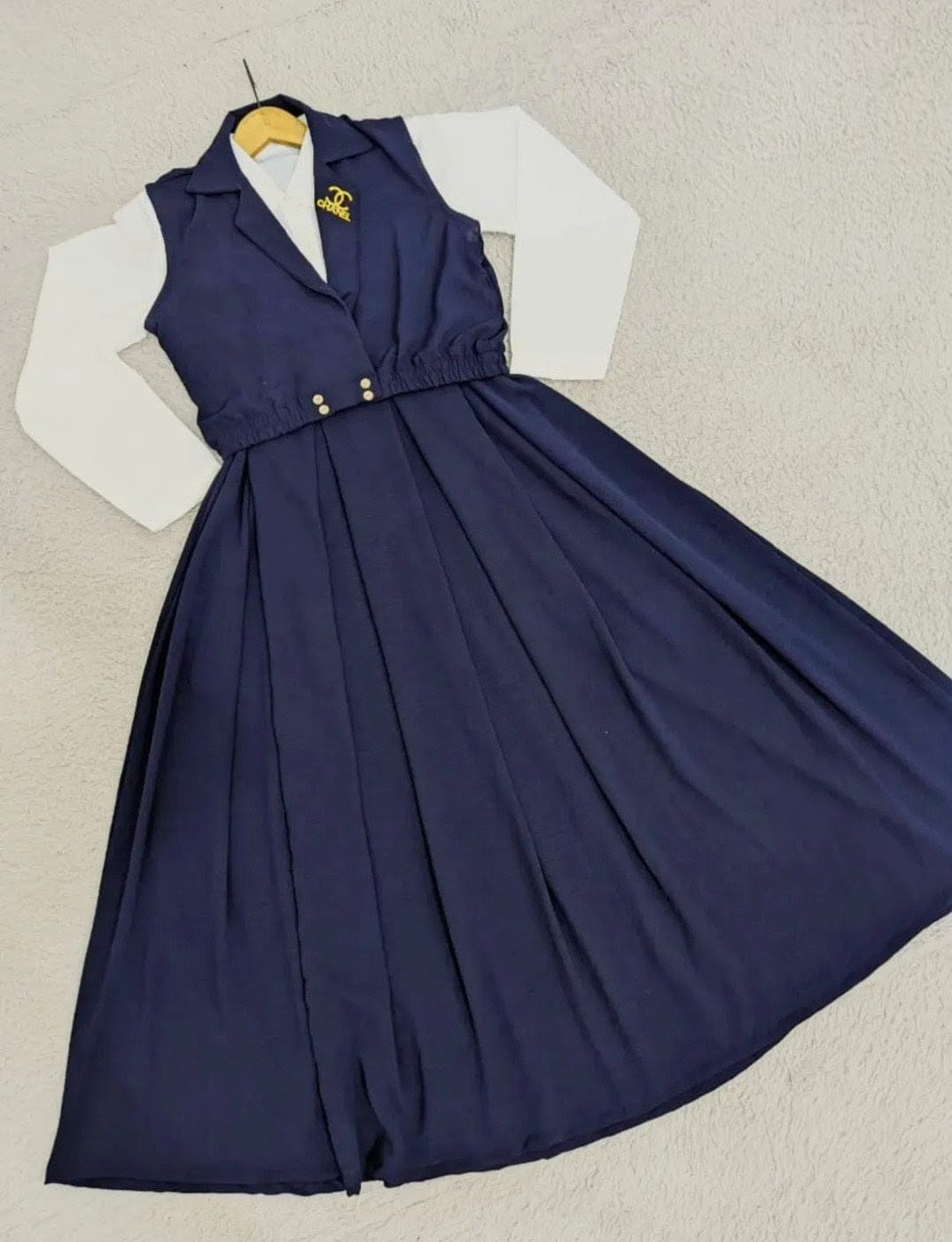 Double Coat Style Channel Jacket with Collar Maxi 2pcs