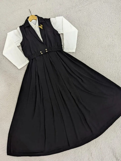 Double Coat Style Channel Jacket with Collar Maxi 2pcs