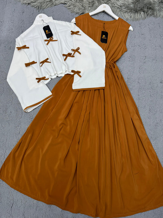 Short Jacket Long Maxi Style 2-Pcs Suit