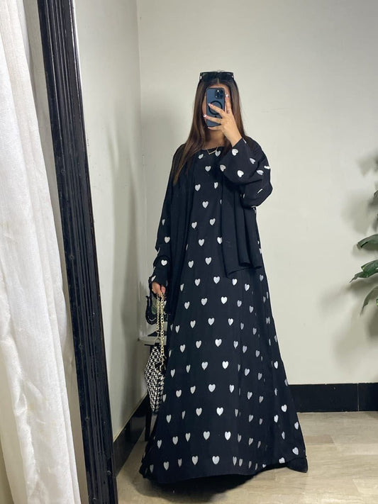 Embroidered Maxi  Heart 🤍 Abaya