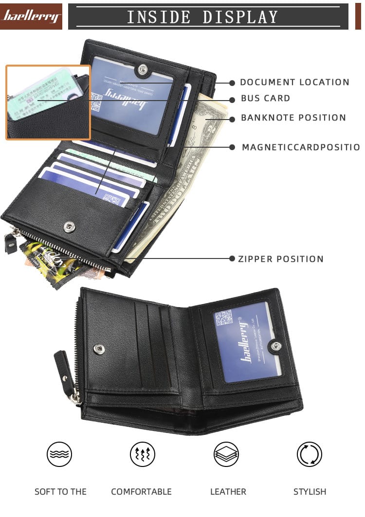 Balisi Style Classic Very High Very Spacious Book Style Wallets Plus Cardholder With Extra Coin Pouch