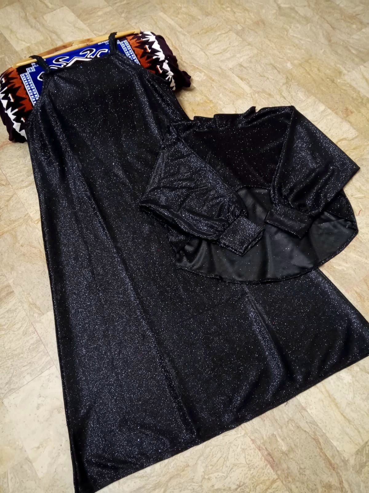 Moonlight Glitter Drop Shoulders Cap With Maxi 2Pcs Set