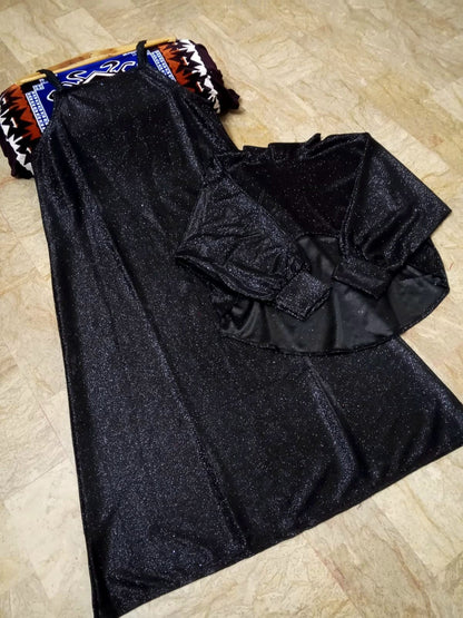 Moonlight Glitter Drop Shoulders Cap With Maxi 2Pcs Set