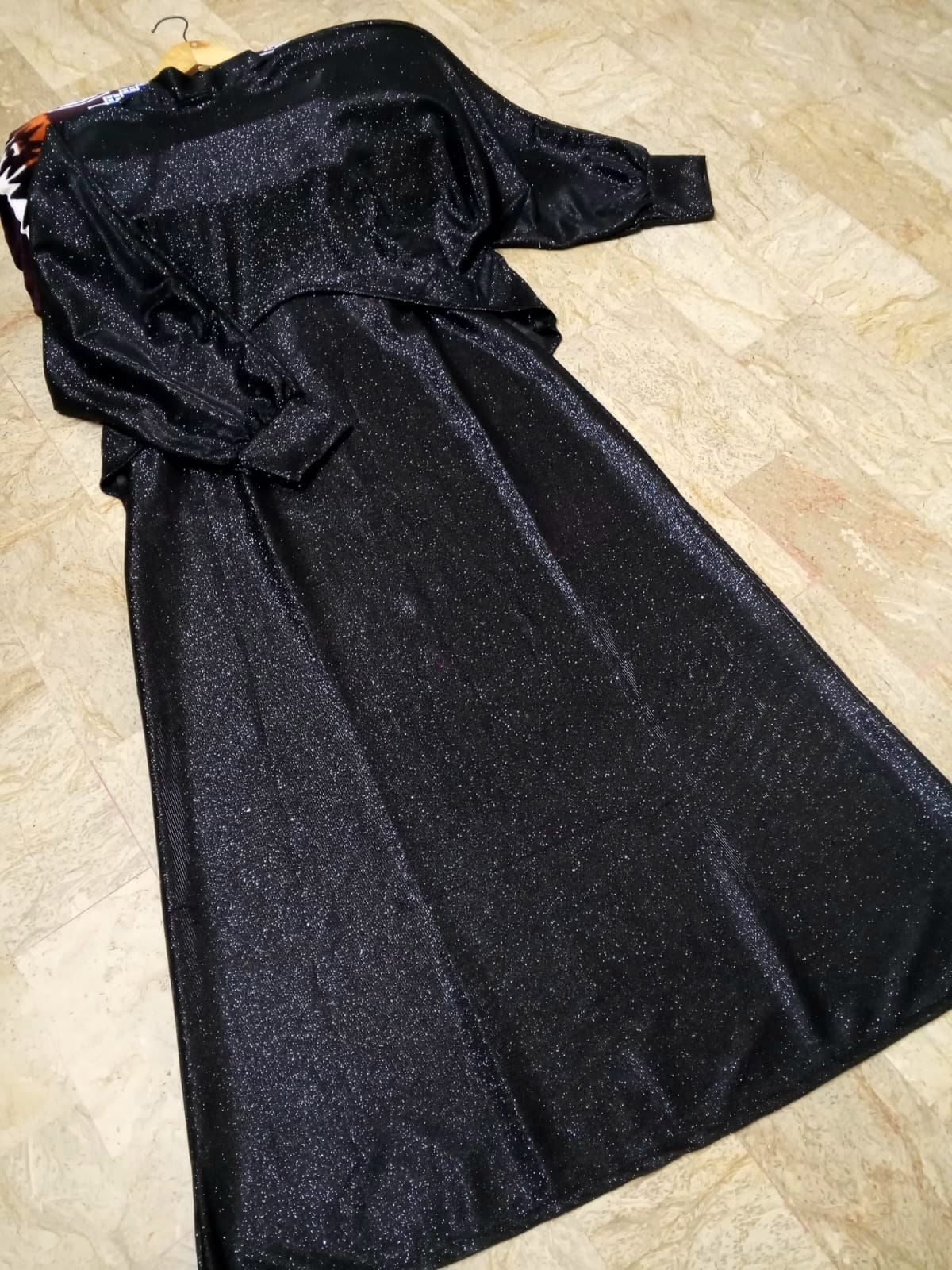 Moonlight Glitter Drop Shoulders Cap With Maxi 2Pcs Set