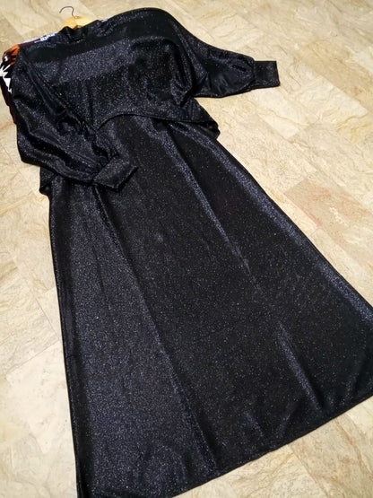 Moonlight Glitter Drop Shoulders Cap With Maxi 2Pcs Set
